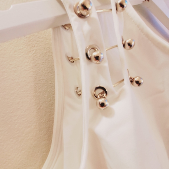 JF Lefon one shoulder tank with metal embellishments with size zipper, MD, NWT - Picture 5 of 12